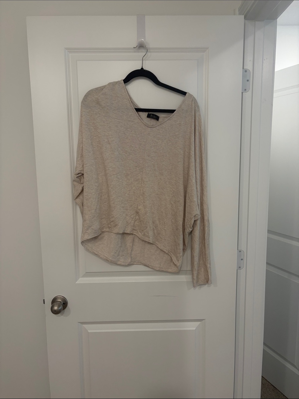 NWOT Light Beige Women's Long Sleeve V-Neck Top
